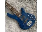 Blue Quilted Maple Top 6 Strings Electric Bass Rosewood Fretboard Maple Neck