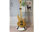 Custom Natural Solid Body Electric Bass Maple Fretboard Tree Burl Top HH Pickups