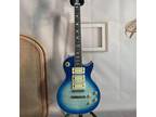 Blue Flam Maple Top Ace LP Electric Guitar Solid Black Fretboard Open Pickups
