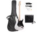 Glarry GST Stylish Electric Guitar Kit with Black Pickguard White