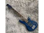 Quilted Maple Top 6 Strings Electric Bass Rosewood Fretboard Blue Gloss Finish