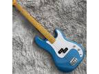 Custom Blue Body 4 Strings Precision Electric Bass Maple Neck Maple Fretboard