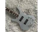 Custom Gray Solid Body MI5 Electric Bass Guitar Rosewood Fretboard Basswood Body