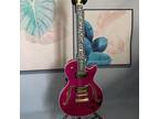 Purple Custom LP Electric Guitar Semi-Hollow Abalone Inlay Fretboard HH Pickups