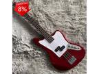 Custom Red Body Electric Bass Guitar Basswood Body Maple Neck Rosewood Fretboard