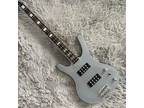 Custom Shop Gray MI5 Electric Bass Guitar 6 String Rosewood Fretboard HH Pickups