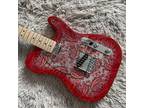 Custom ST Red Paisley Electric Guitar SSS Pickups Chrome Parts Maple Fretboard