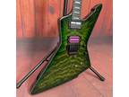 Handmade Green Quilted Maple Top Explorer Electric Guitar Chrome Parts 6 String
