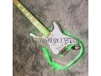 Electric Guitar ST Shape Acrylic Body 6 Strings Green Light Maple Fretboard