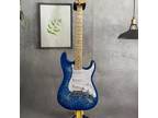 Standard Blue Paisley Solid ST Electric Guitar Maple Fretboard Tremolo Bridge