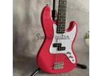 Jazz Electric Bass Guitar 4 Strings HPL Fretboard Pink Solid Body Maple Neck