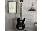 Custom Black Space Cadet Electric Bass Guitar 4 Strings Solid Body Chrome Parts