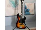 4 String Electric Jazz Bass Guitar Tobacco Sunburst Solid Body Basswood Body