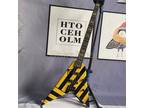 Custom Michael V Electric Bass Guitar Solid Body Yellow & Black Stripe Fast Ship