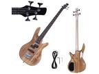 GIB Basswood 24 Frets Electric Bass Guitar School Band Natural Color