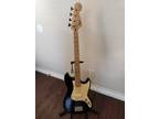 Vintage Squier by Fender Bronco Electric Bass Guitar Black Affinity Series