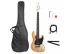New Glarry Gjazz Electric 5 String Bass Guitar Burlywood 20 Frets W/Bag
