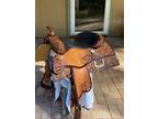 Kyle Tack Reining Saddle 15.5â Bison Seat - Silver conchos- Pristine